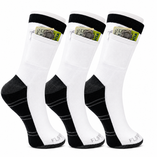 Zipper Sock Wallet (3 Pack) - Striped Black Gray Sock