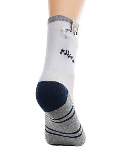 Zipper Wallet Sock - Blue & Grey