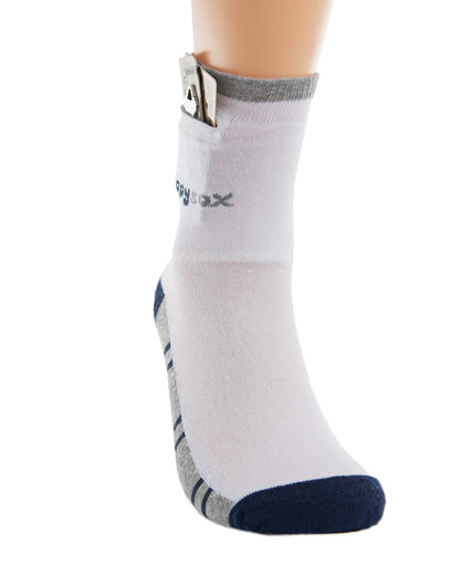 Zipper Wallet Sock - Blue & Grey