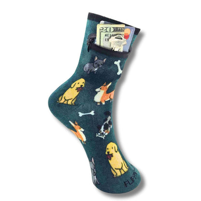 Zipper Wallet Sock - Dog