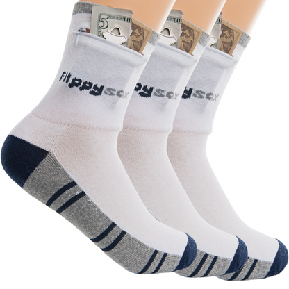 Zipper Wallet Sock Blue/Grey - Bundle And Save!