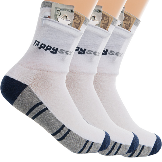 Zipper Sock Wallet (3 Pack) - Blue Gray Sock