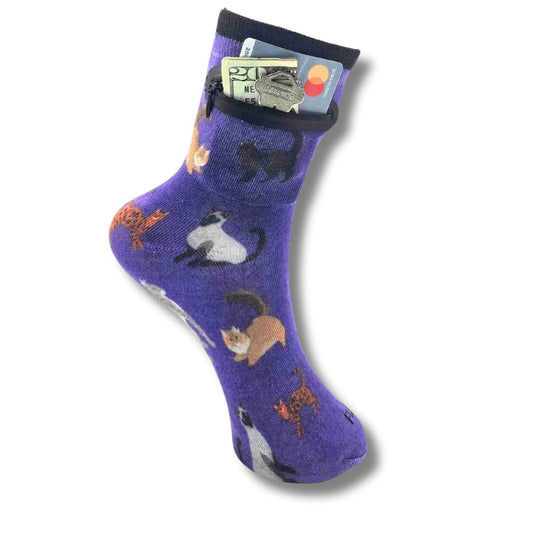 Zipper Wallet Sock - Cat