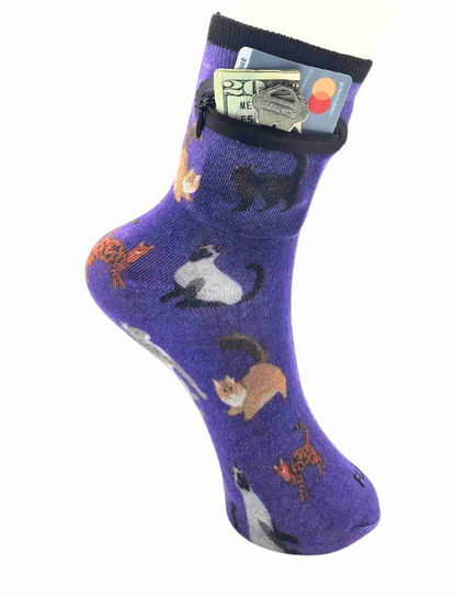 Zipper Wallet Sock - Cat