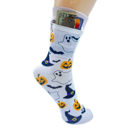 Zipper Sock Wallet - Halloween Spooky Scary Sock