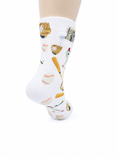 Zipper Sock Wallet - Baseball Sock