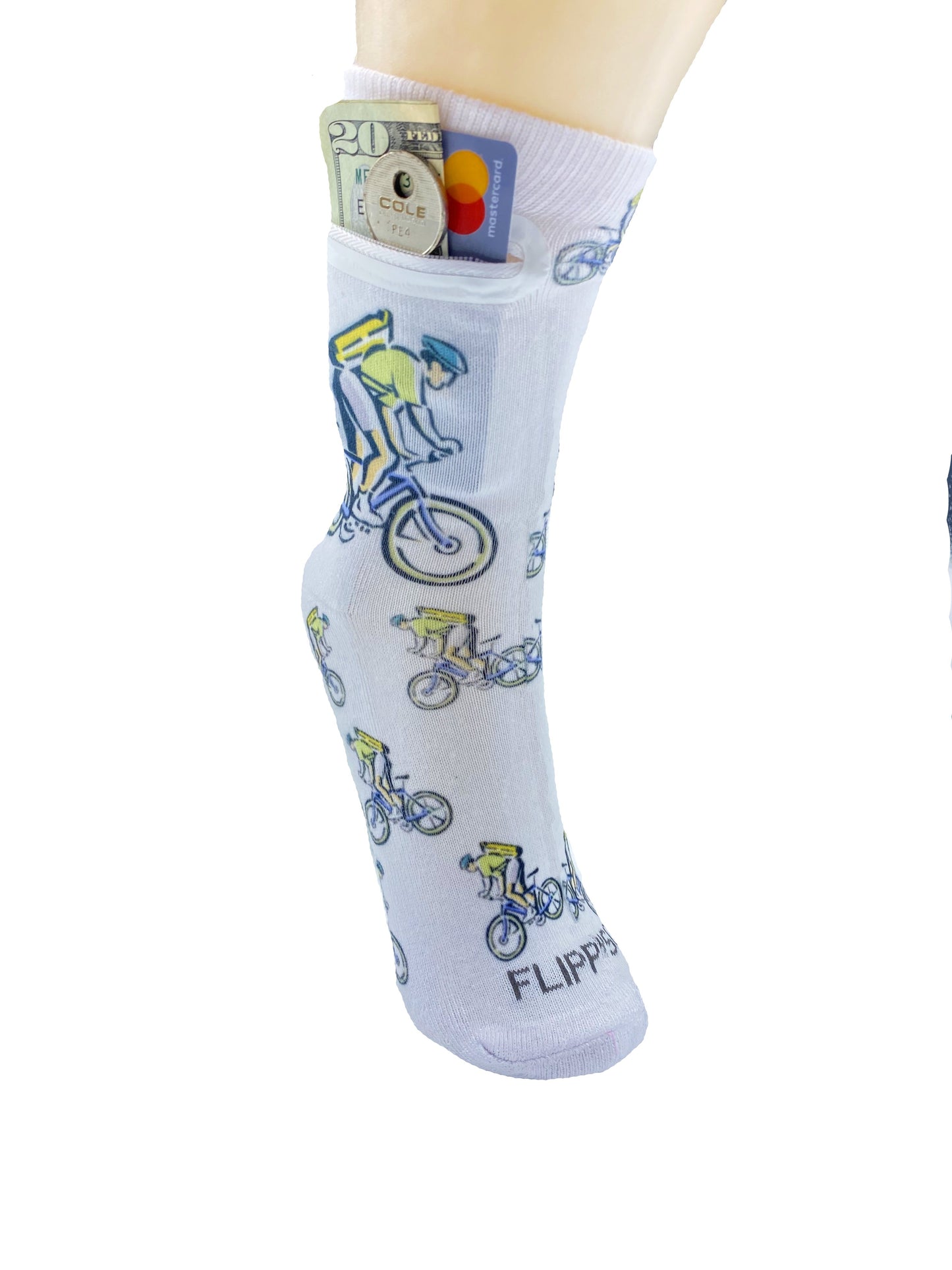 Zipper Sock Wallet - Mountain Bike Sock