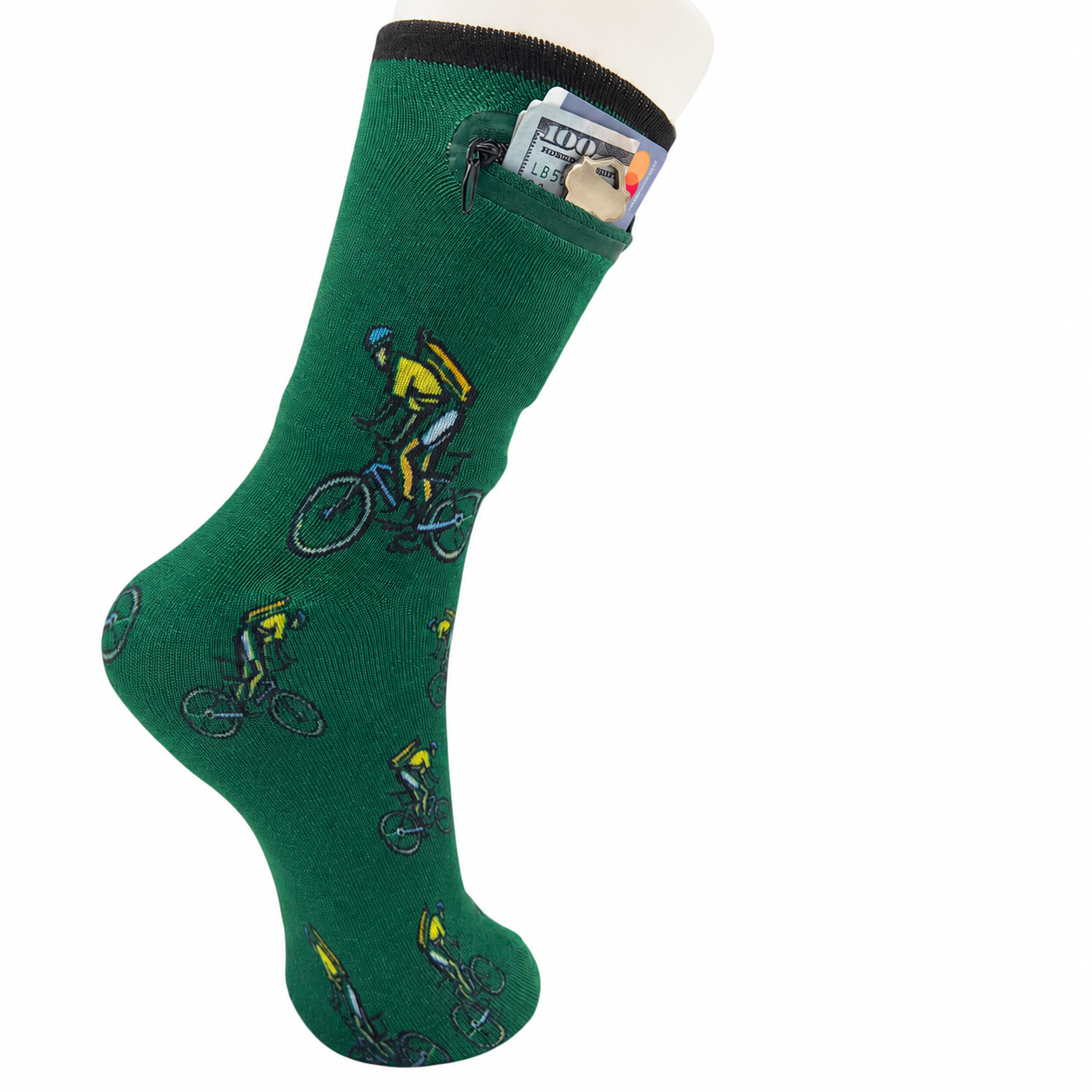 Zipper Sock Wallet - Mountain Bike Sock