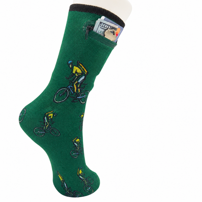 Zipper Sock Wallet - Mountain Bike Sock