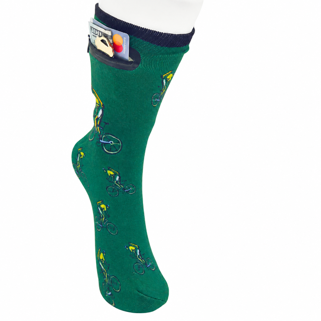 Zipper Sock Wallet - Mountain Bike Sock