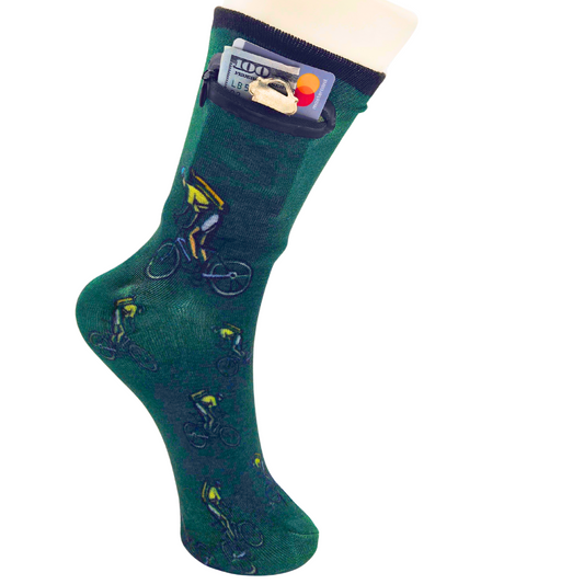 Zipper Sock Wallet - Mountain Bike Sock