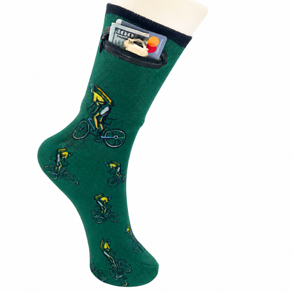 Zipper Sock Wallet - Mountain Bike Sock