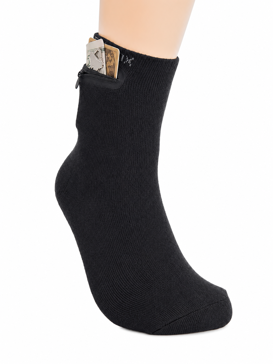 Zipper Sock Wallet (3 Pack) - Black Sock