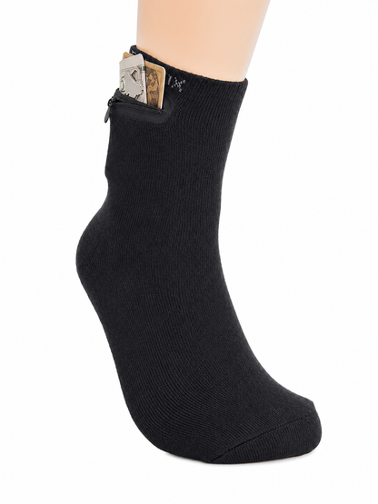 Zipper Sock Wallet (3 Pack) - Black Sock