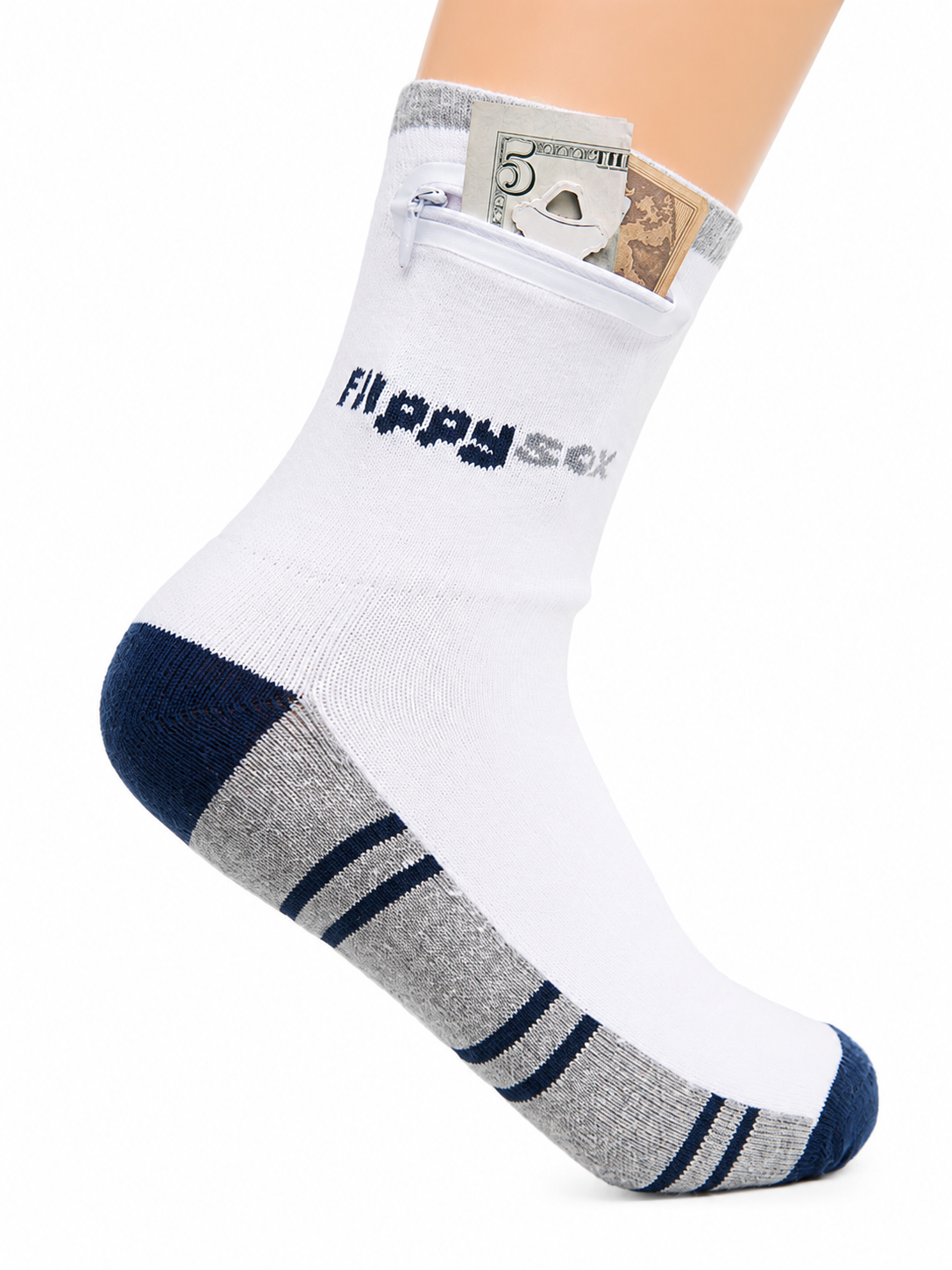 Zipper Sock Wallet (3 Pack) - Blue Gray Sock