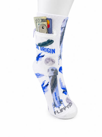 Zipper Sock Wallet - Blue Origin Sock