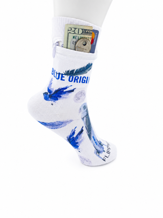 Zipper Sock Wallet - Blue Origin Sock