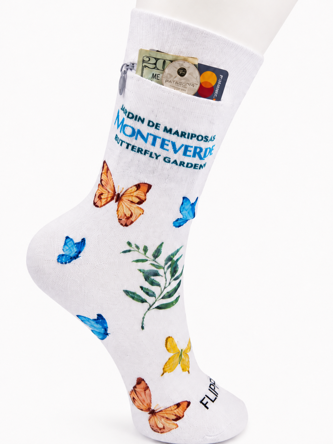 Zipper mPathy Sock Wallet - Monteverde Butterfly Garden