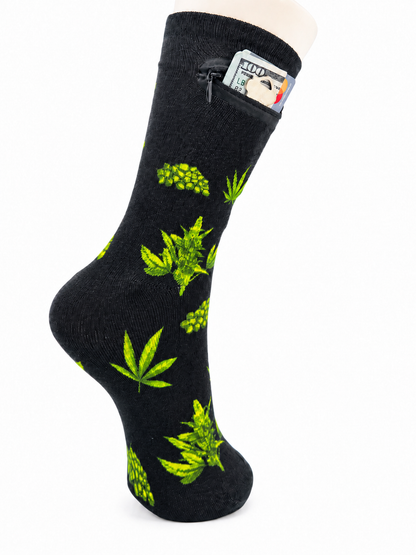 Zipper Sock Wallet - Cannabis Sock