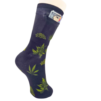 Zipper Sock Wallet - Cannabis Sock