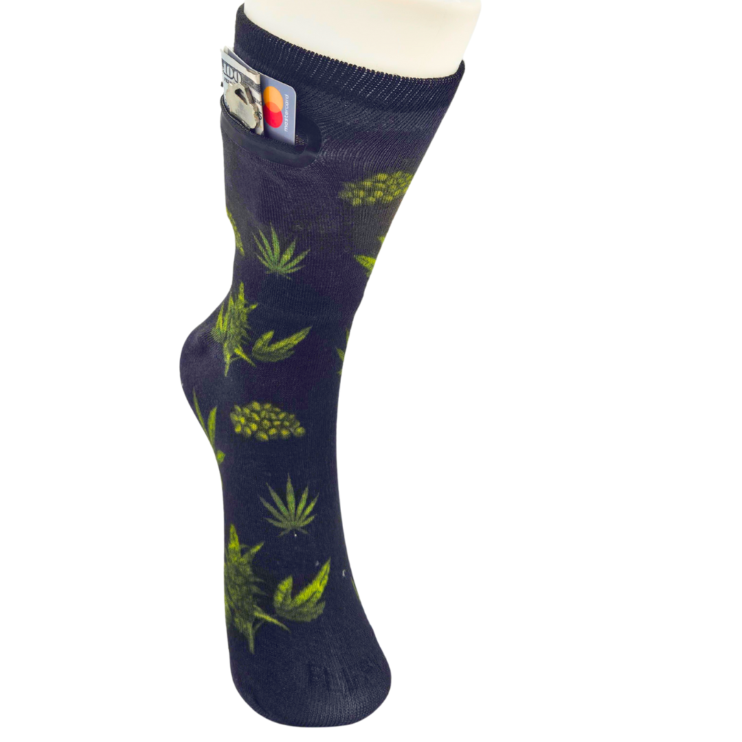 Zipper Sock Wallet - Cannabis Sock