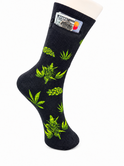 Zipper Sock Wallet - Cannabis Sock