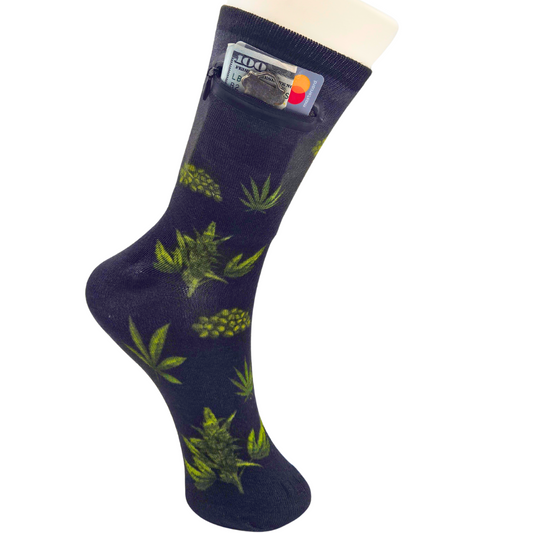 Zipper Sock Wallet - Cannabis Sock