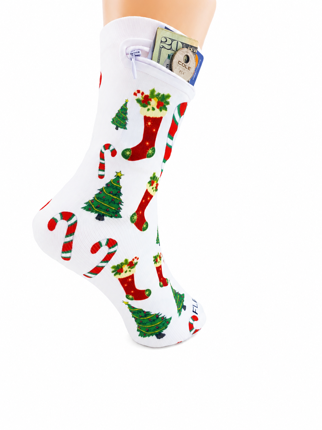 Zipper Sock Wallet - Christmas Sock