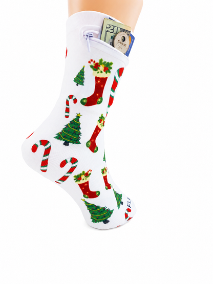 Zipper Sock Wallet - Christmas Sock