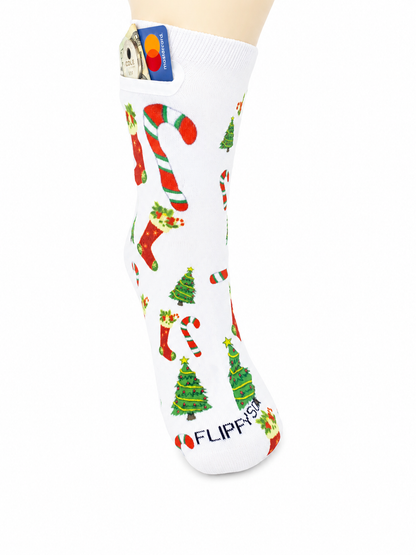 Zipper Sock Wallet - Christmas Sock