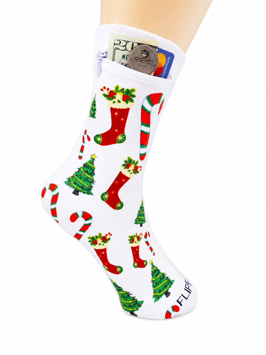 Zipper Sock Wallet - Christmas Sock