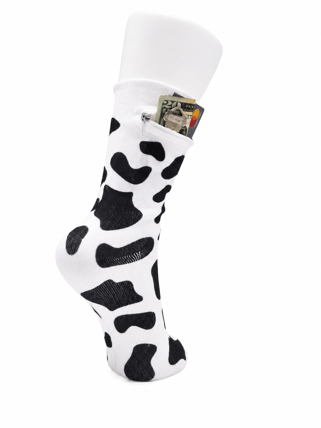 Zipper Sock Wallet - Cows Sock