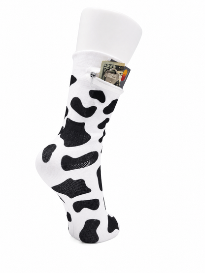 Zipper Sock Wallet - Cows Sock