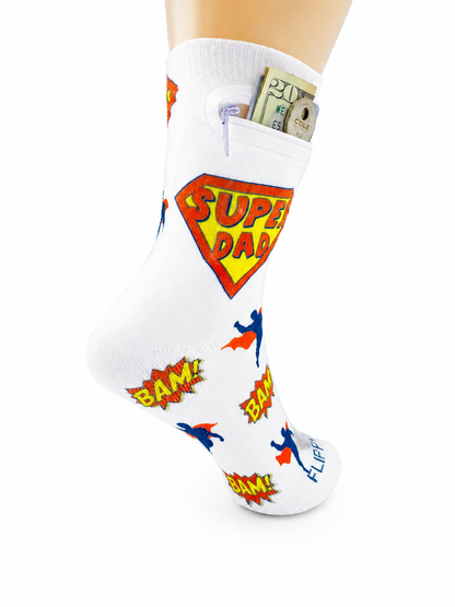 Zipper Sock Wallet - Super Dad Sock
