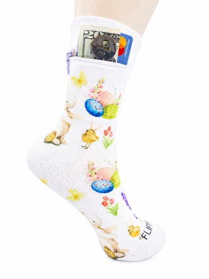 Zipper Sock Wallet - Easter Sock