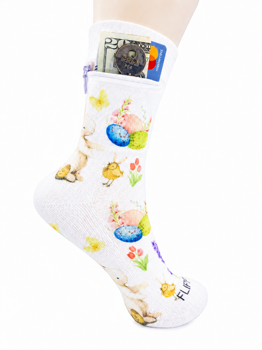 Zipper Sock Wallet - Easter Sock