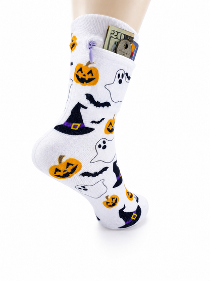 Zipper Sock Wallet - Halloween Spooky Scary Sock