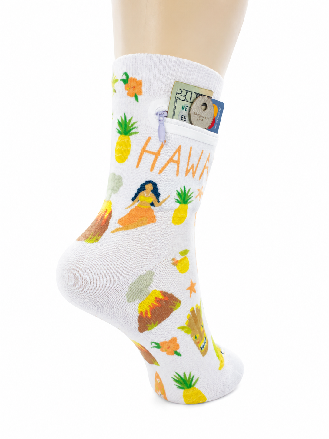 Zipper Sock Wallet - Hawaii Sock