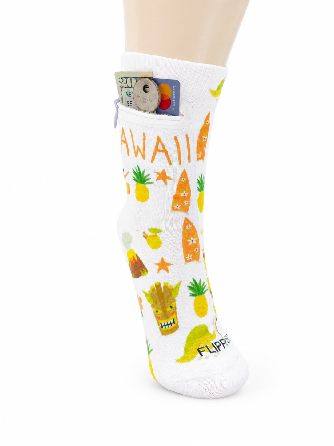 Zipper Sock Wallet - Hawaii Sock