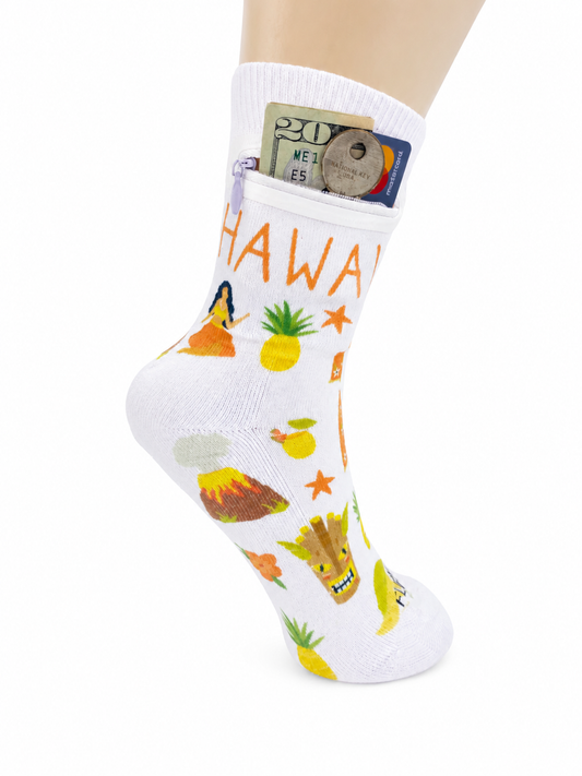 Zipper Sock Wallet - Hawaii Sock