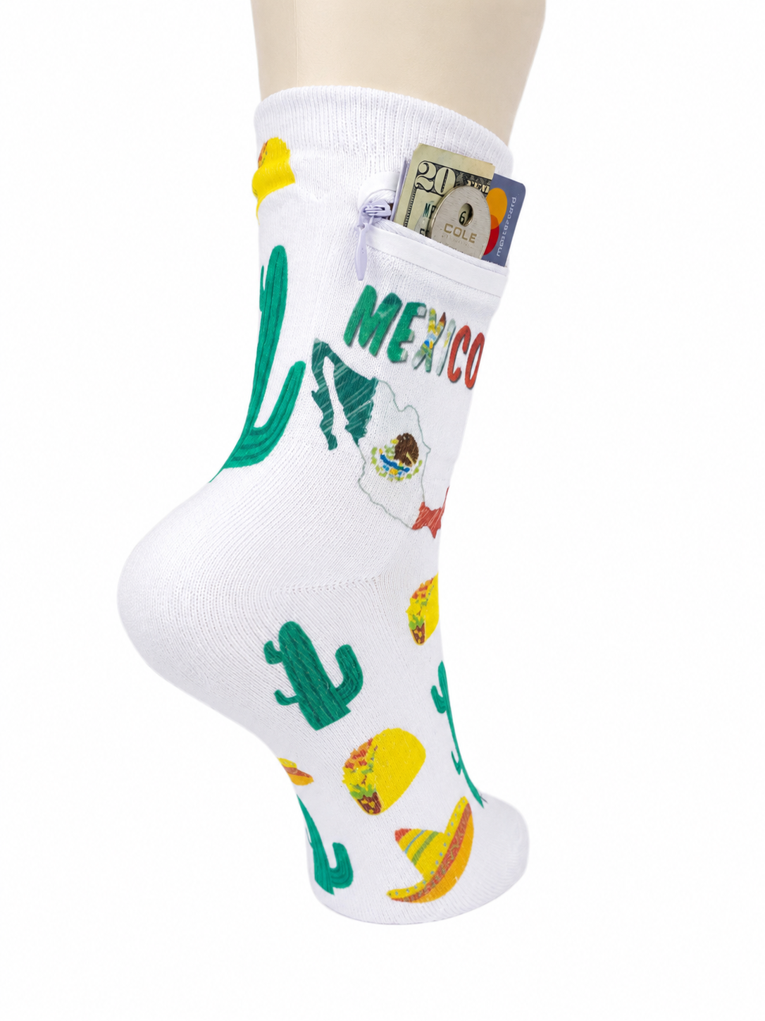 Zipper Sock Wallet - Mexico Sock