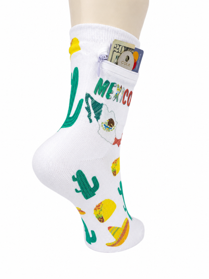 Zipper Sock Wallet - Mexico Sock