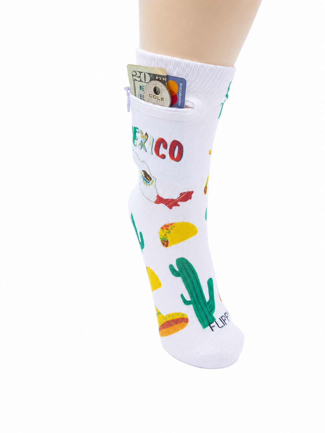 Zipper Sock Wallet - Mexico Sock