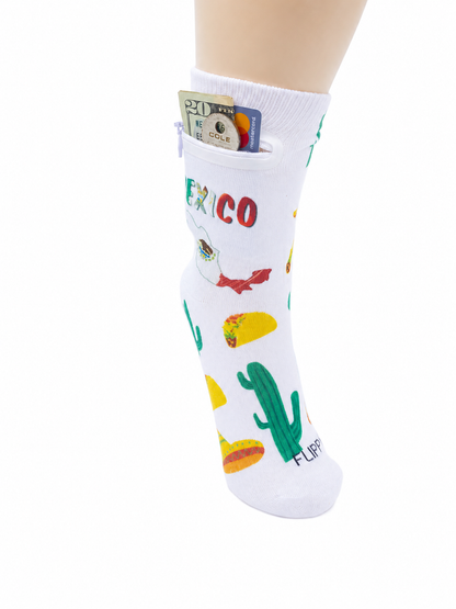 Zipper Sock Wallet - Mexico Sock