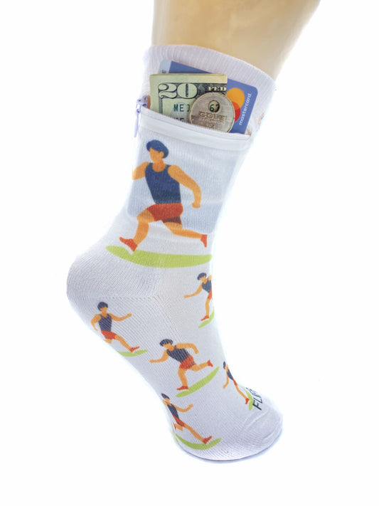 Zipper Sock Wallet - Running Man