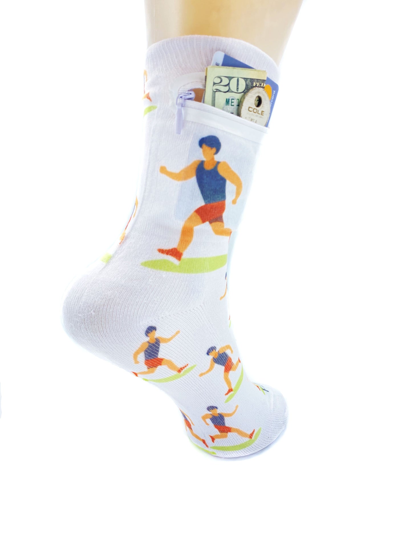 Zipper Sock Wallet - Running Man