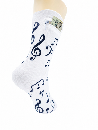 Zipper Sock Wallet - Music Sock