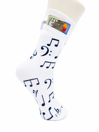 Zipper Sock Wallet - Music Sock