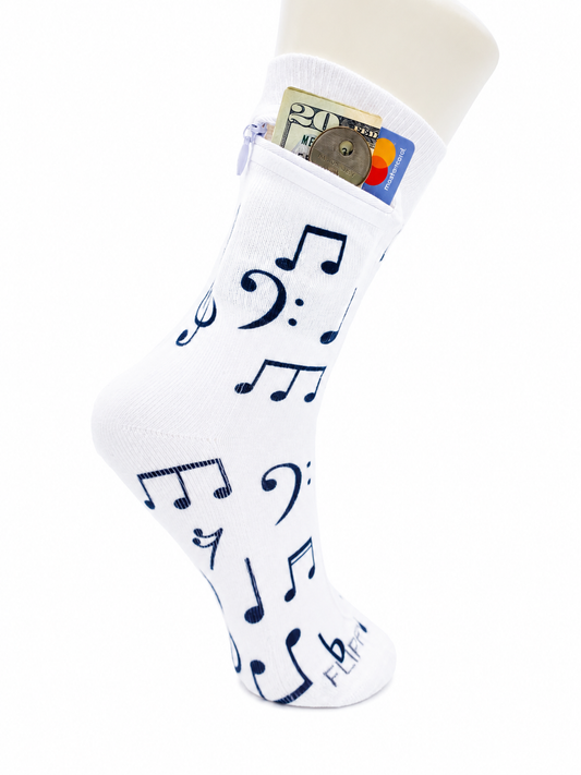 Zipper Sock Wallet - Music Sock