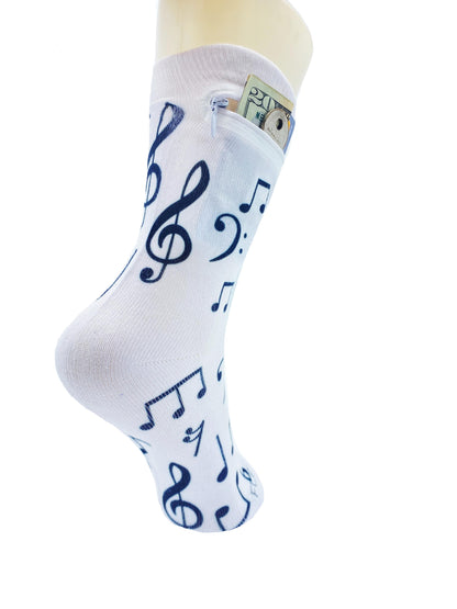 Zipper Sock Wallet - Music Sock